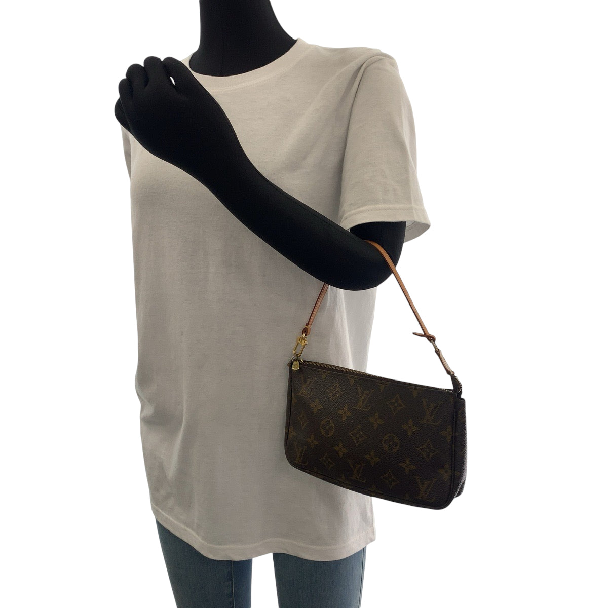 LOUIS VUITTON Handbag M51980 PVC Brown Gold Metal Handbag accessory pouch Monogram Women Used Authentic