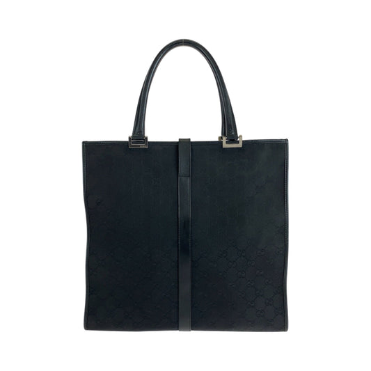 GUCCI Tote Bag 002 1064 GG canvas Black SilverMetal Tote Bag handbag Jackie Women Used Authentic