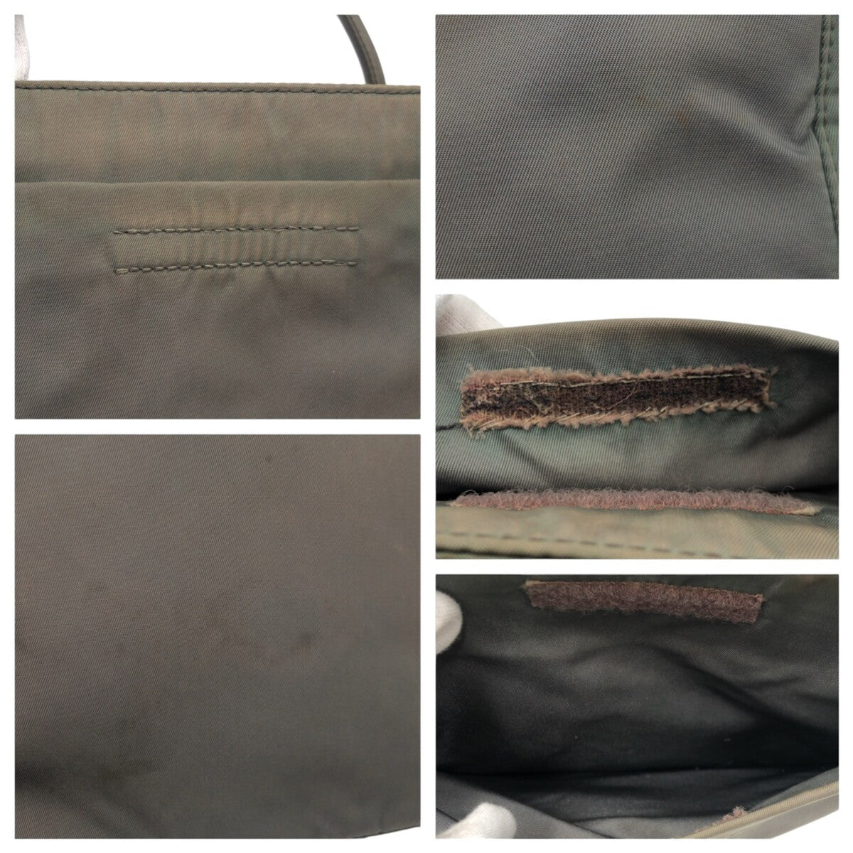 PRADA Tote Bag Nylon khaki Tote Bag handbag Triangular logo Women Used Authentic