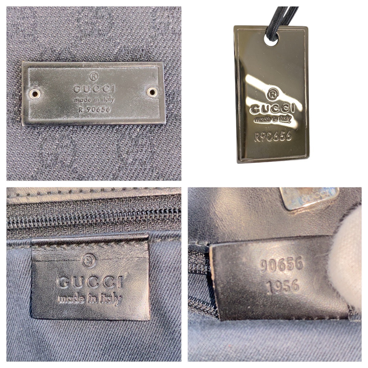 GUCCI Shoulder Bag 90656 GG canvas Black SilverMetal Crossbody Shoulder Bag Women Used Authentic