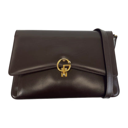 GUCCI Shoulder Bag leather Brown Gold Metal Shoulder Bag Messenger bag Women Used Authentic
