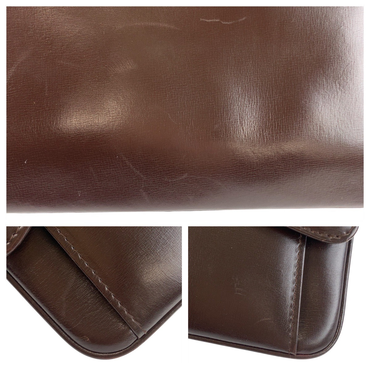 GUCCI Shoulder Bag leather Brown Gold Metal Shoulder Bag Messenger bag Women Used Authentic