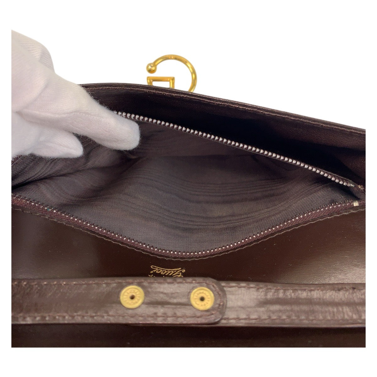 GUCCI Shoulder Bag leather Brown Gold Metal Shoulder Bag Messenger bag Women Used Authentic