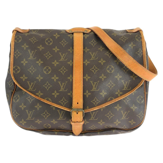 LOUIS VUITTON Shoulder Bag M42254 PVC, Leather Brown Gold Metal Shoulder Bag Messenger bag Monogram Samuel 35 Women Used Authentic