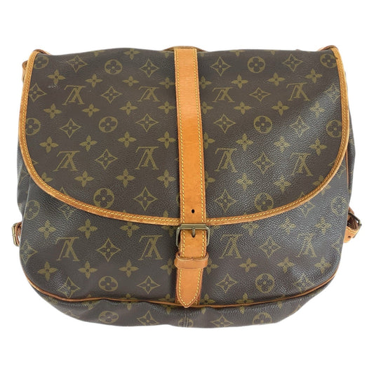 LOUIS VUITTON Shoulder Bag M42254 PVC, Leather Brown Gold Metal Shoulder Bag Messenger bag Monogram Samuel 35 Women Used Authentic