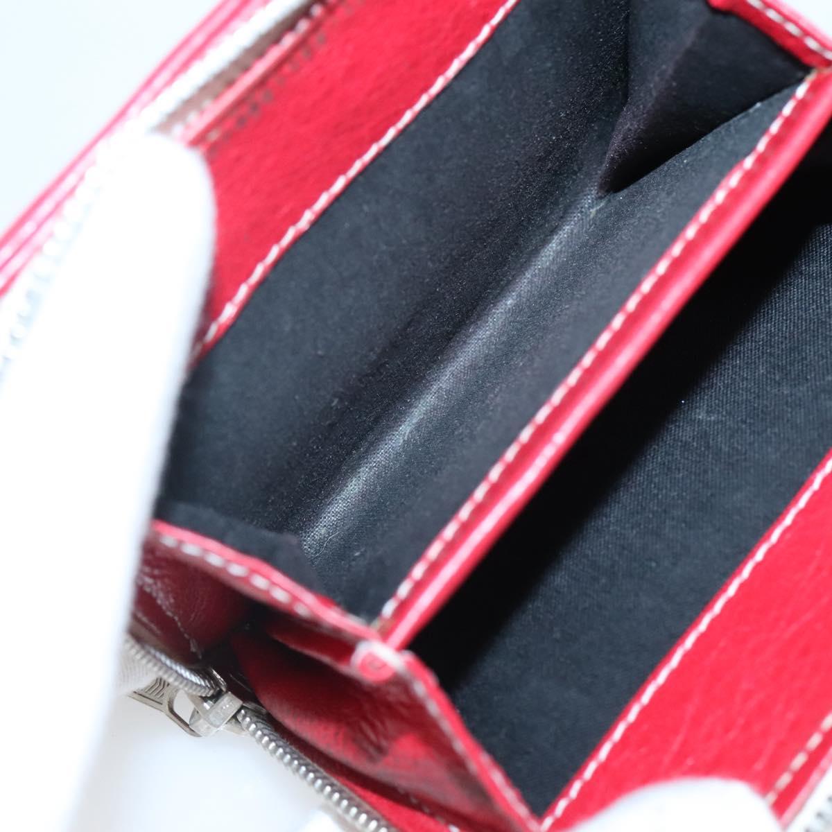 BALENCIAGA Bifold Wallet Leather Multicolor Red Silver