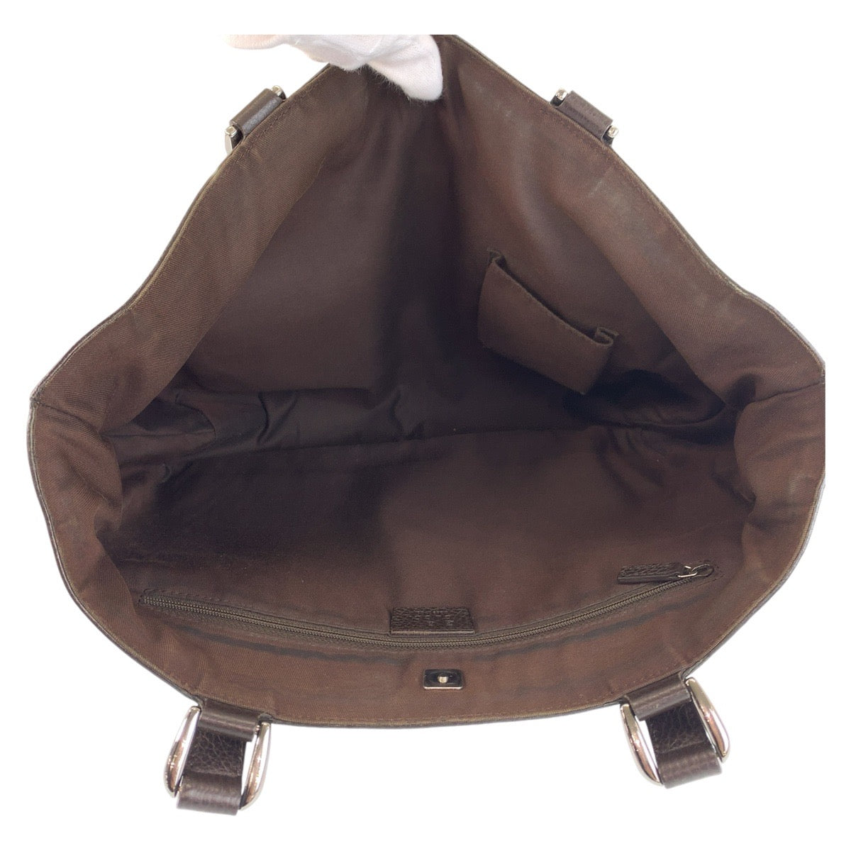 GUCCI Tote Bag 268639 GG canvas, leather Brown Silver Metal Tote Bag Shoulder Bag Abbey Women Used Authentic
