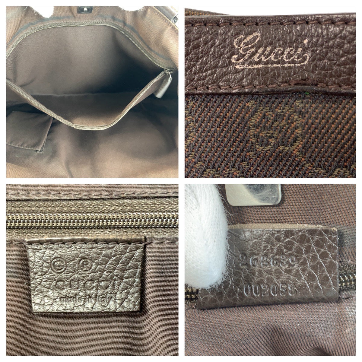 GUCCI Tote Bag 268639 GG canvas, leather Brown Silver Metal Tote Bag Shoulder Bag Abbey Women Used Authentic