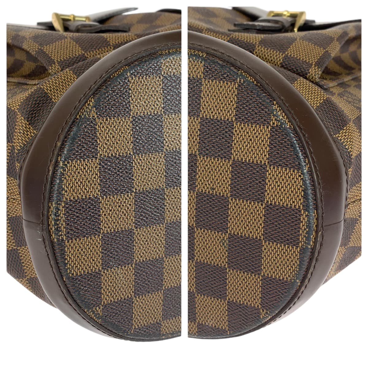 LOUIS VUITTON Tote Bag N51120 PVC Brown Gold Metal Tote Bag Shoulder Bag Damier Manosque GM Women Used Authentic