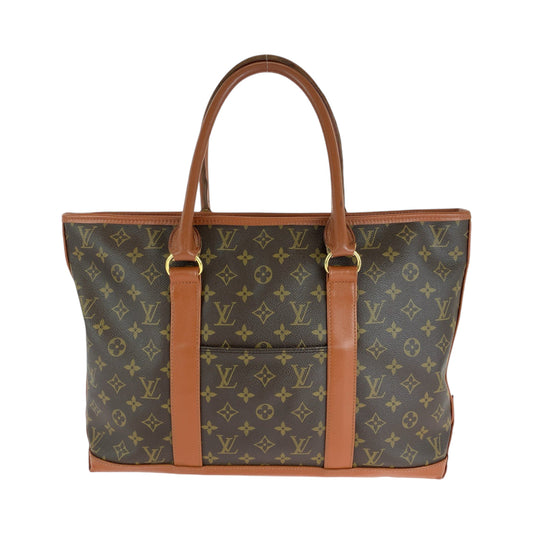 LOUIS VUITTON Tote Bag M42425 PVC Brown Gold Metal Tote Bag Shoulder Bag Monogram Weekend PM mens Used Authentic