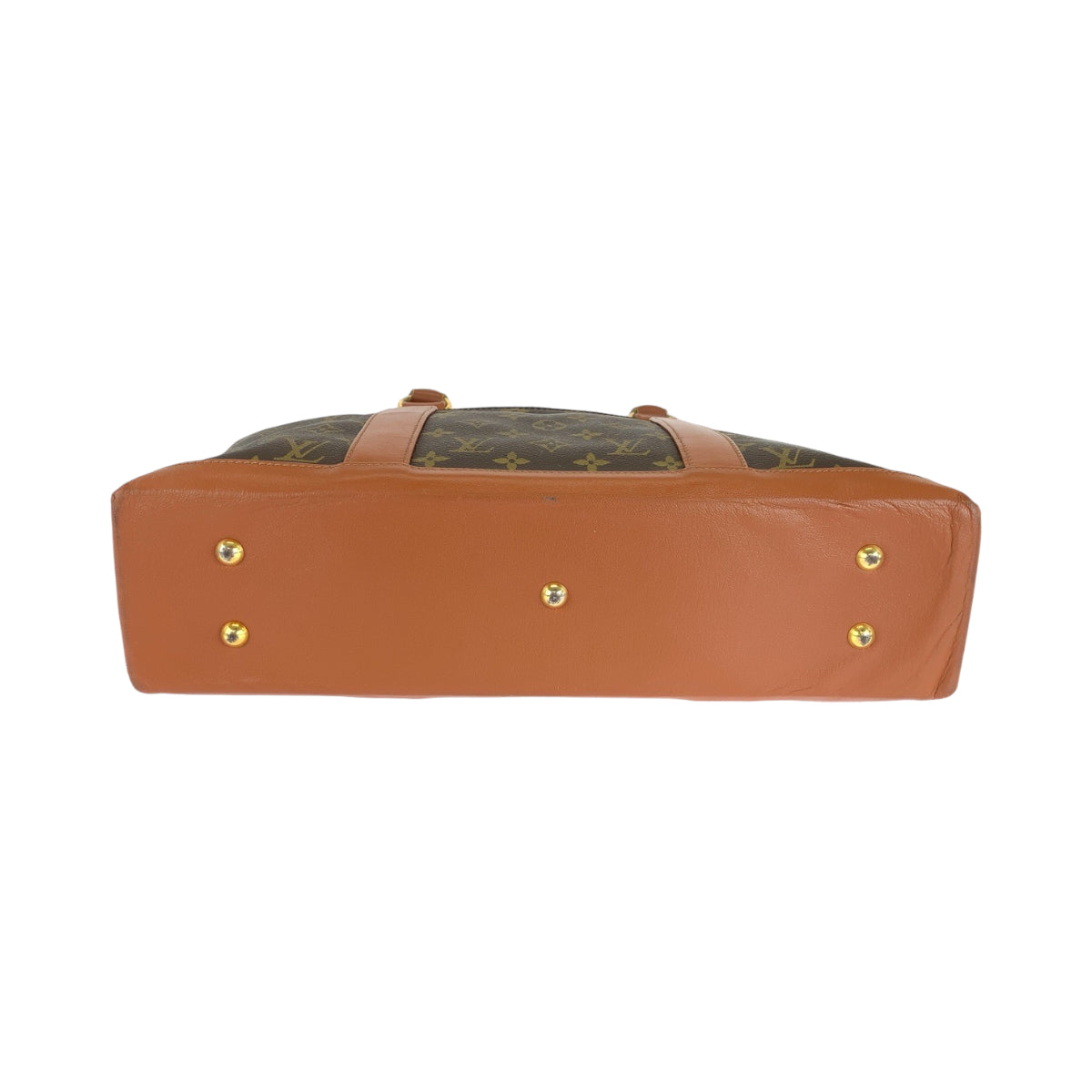 LOUIS VUITTON Tote Bag M42425 PVC Brown Gold Metal Tote Bag Shoulder Bag Monogram Weekend PM mens Used Authentic