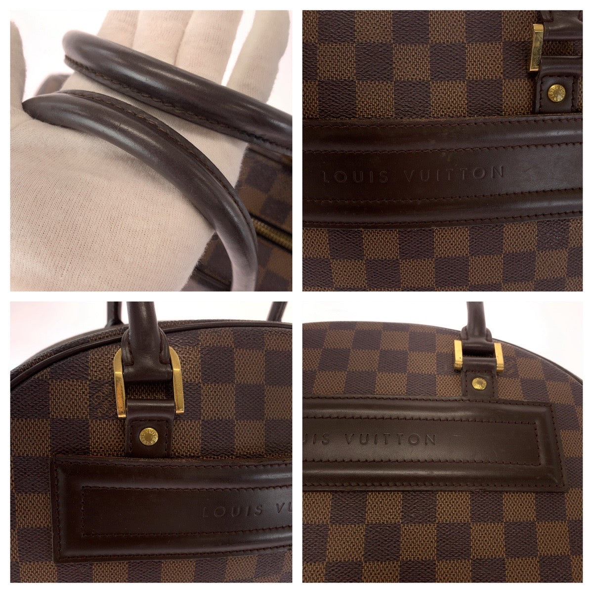 LOUIS VUITTON Handbag N41455 PVC Brown Gold Metal Handbag Boston Duffel bag Damier Ebene Nolita Women Used Authentic