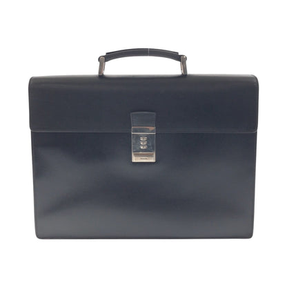 PRADA Business bag leather Black SilverMetal Business bag briefcase Safiano mens Used Authentic