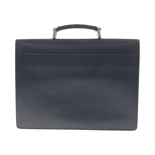 PRADA Business bag leather Black SilverMetal Business bag briefcase Safiano mens Used Authentic