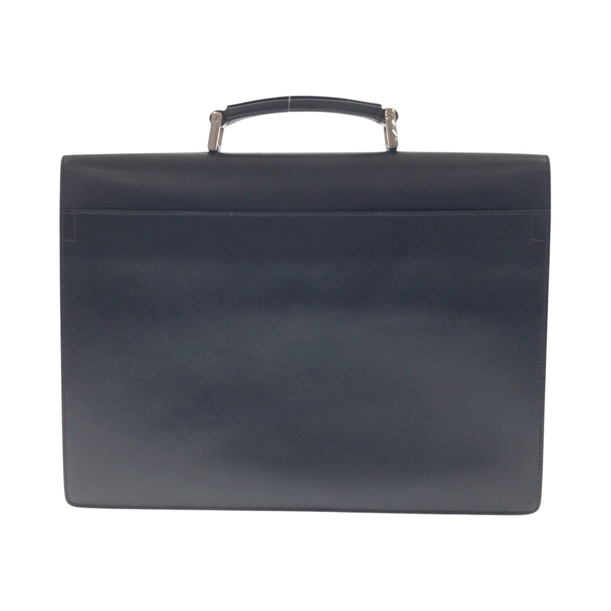 PRADA Business bag leather Black SilverMetal Business bag briefcase Safiano mens Used Authentic