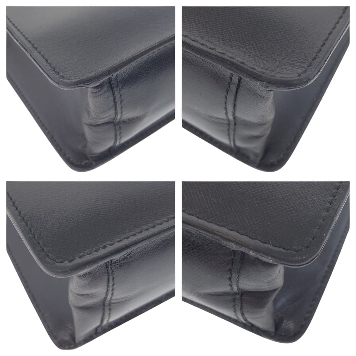 PRADA Business bag leather Black SilverMetal Business bag briefcase Safiano mens Used Authentic
