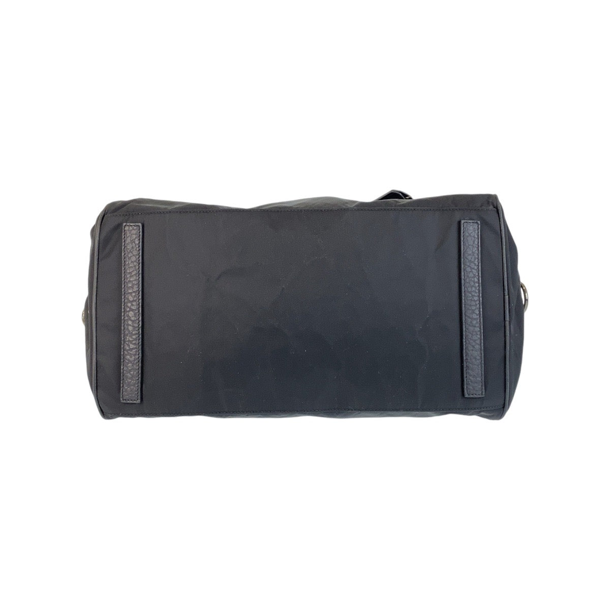 PRADA Boston Duffel bag Nylon, Leather Black SilverMetal Boston Duffel bag, handbag, unisex, 2way Triangle With logo Women Used Authentic
