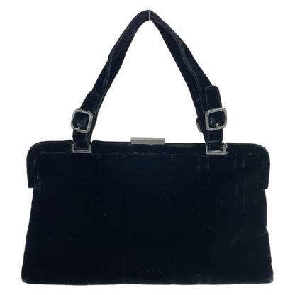 PRADA Handbag Velor Black SilverMetal Handbag Women Used Authentic