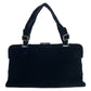 PRADA Handbag Velor Black SilverMetal Handbag Women Used Authentic