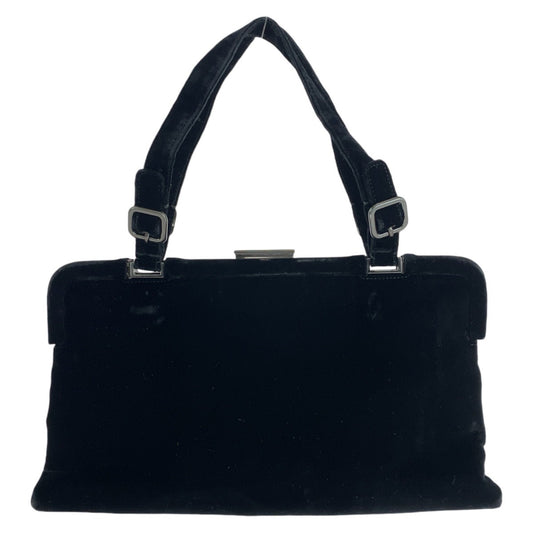 PRADA Handbag Velor Black SilverMetal Handbag Women Used Authentic