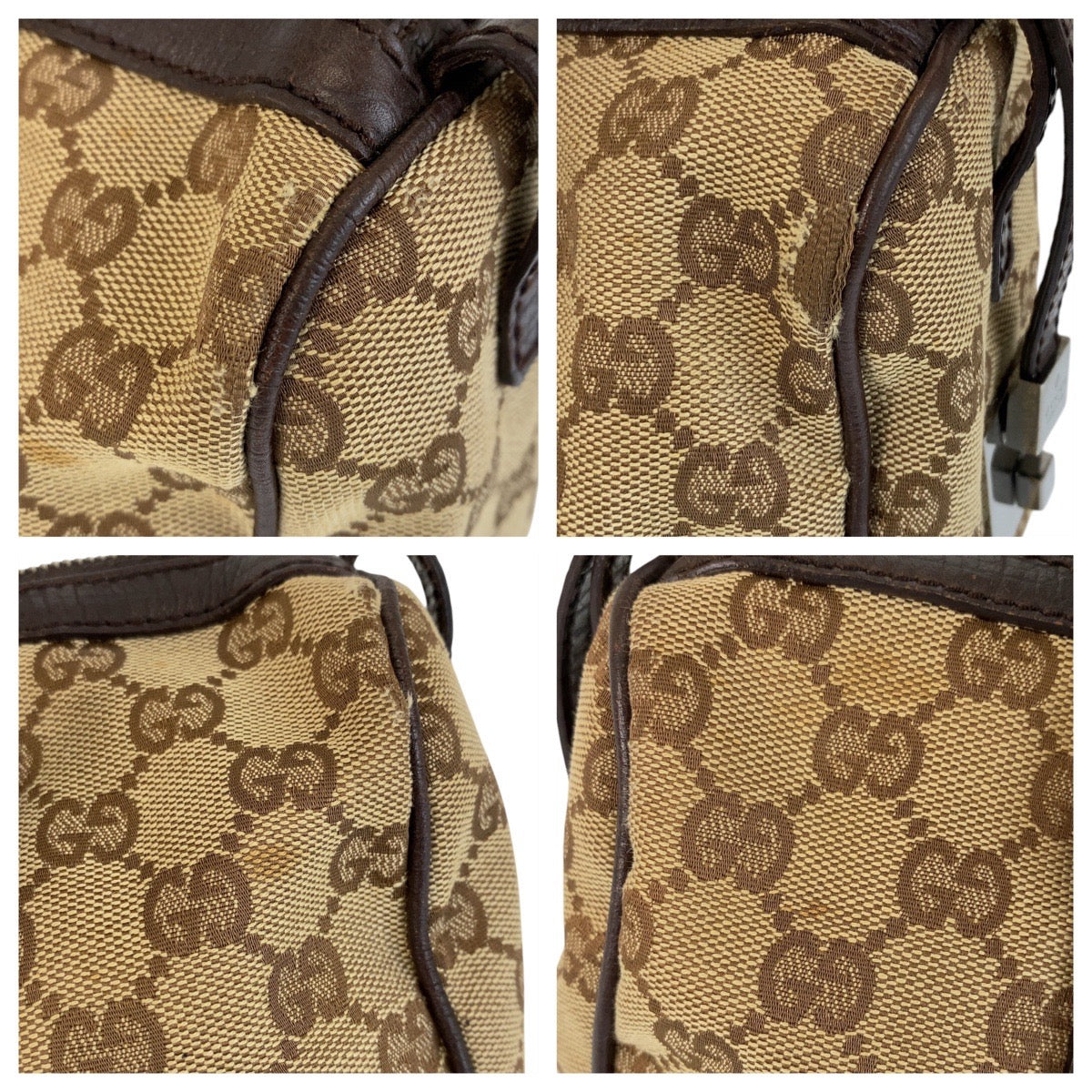GUCCI Handbag 30458 GG canvas, leather Beige brown Handbag Boston Duffel bag Women Used Authentic