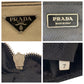 PRADA Tote Bag Canvas, enamel Beige Black SilverMetal Tote Bag Shoulder Bag Triangle With logo Women Used Authentic