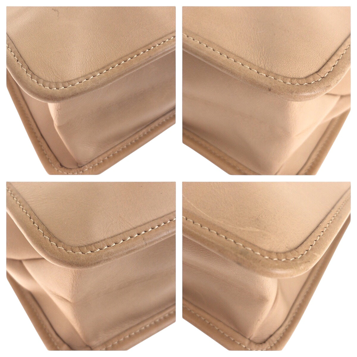 GUCCI Shoulder Bag 91762 leather beige Shoulder Bag pochette Women Used Authentic