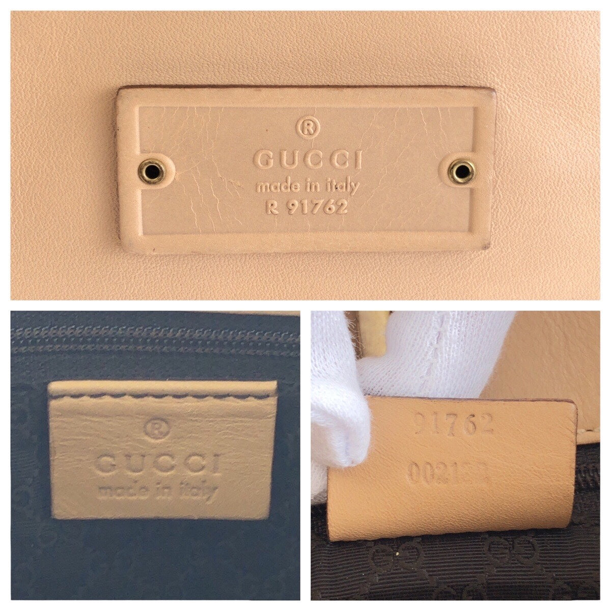 GUCCI Shoulder Bag 91762 leather beige Shoulder Bag pochette Women Used Authentic