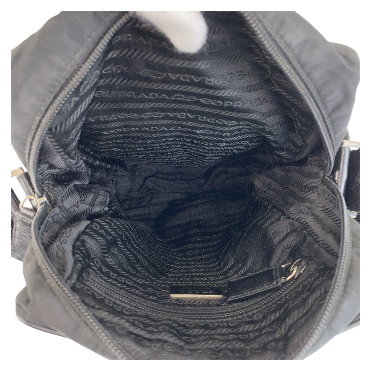 PRADA Shoulder Bag Nylon black Crossbody Shoulder Bag Pochette Unisex Test Triangle With logo Women Used Authentic