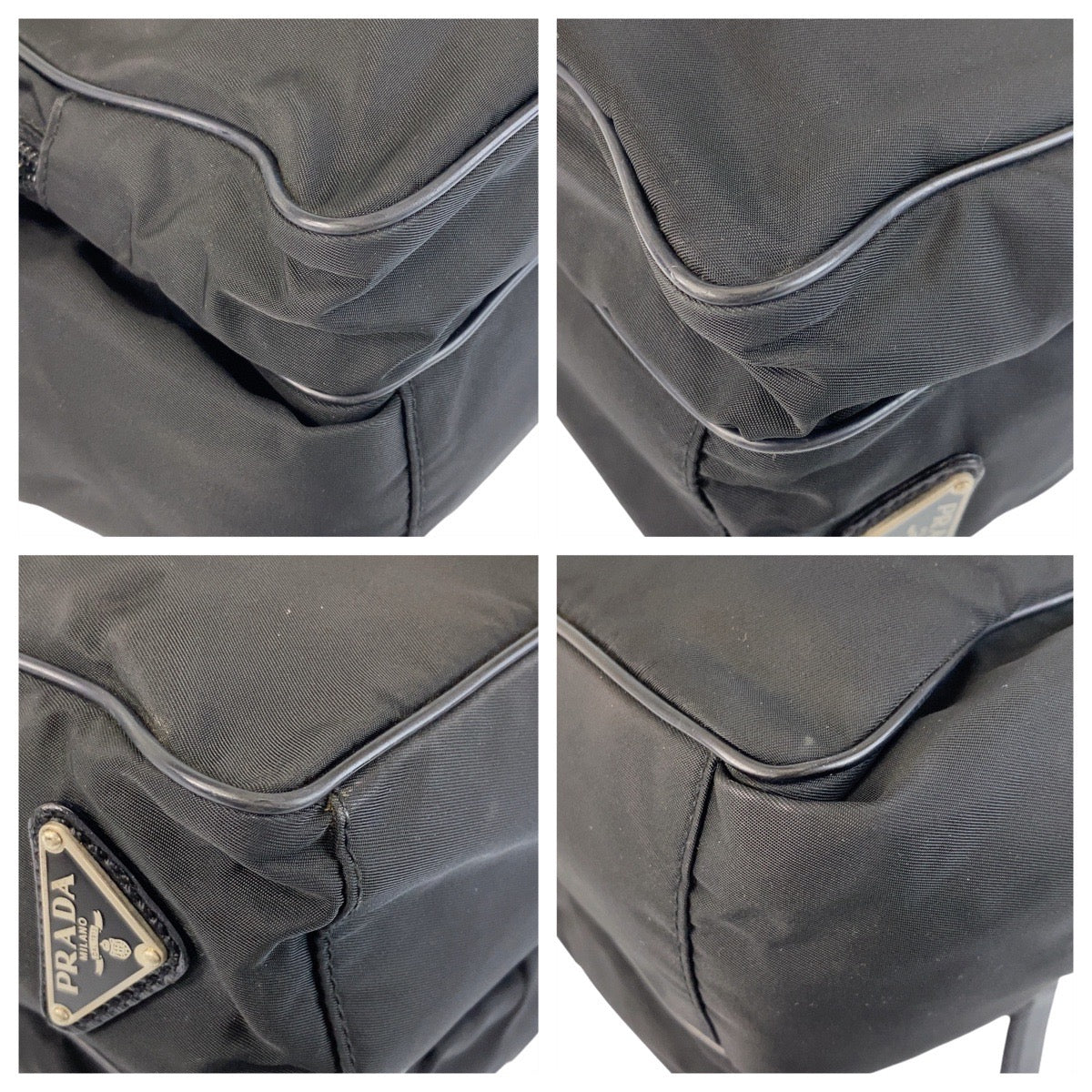 PRADA Shoulder Bag Nylon black Crossbody Shoulder Bag Pochette Unisex Test Triangle With logo Women Used Authentic
