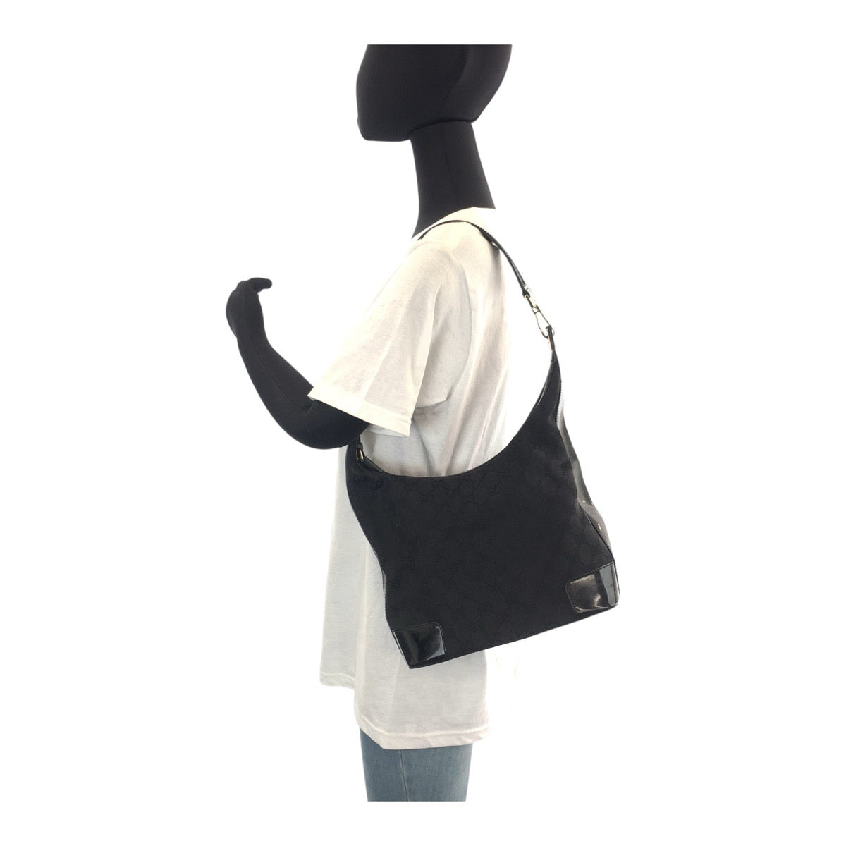 GUCCI Shoulder Bag GG canvas black Shoulder Bag Hobo Women Used Authentic
