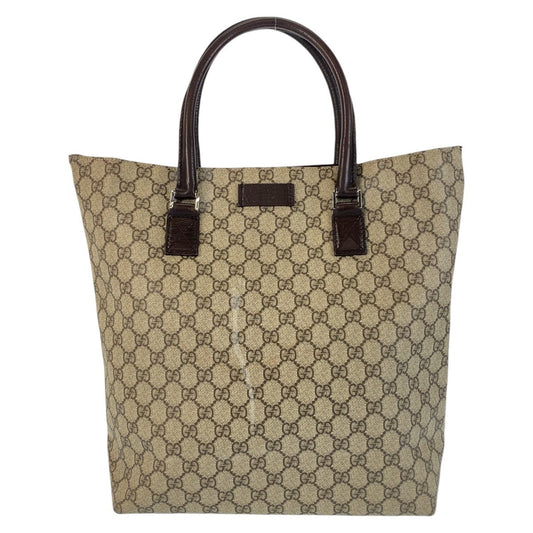 GUCCI Tote Bag 131220 GG Supreme canvas, leather Brown Tote Bag Women Used Authentic
