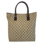 GUCCI Tote Bag 131220 GG Supreme canvas, leather Brown Tote Bag Women Used Authentic