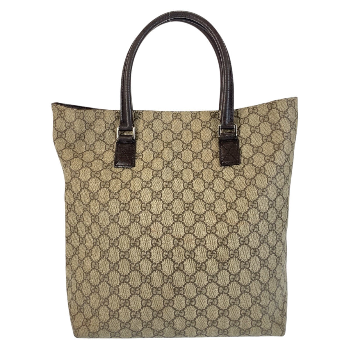 GUCCI Tote Bag 131220 GG Supreme canvas, leather Brown Tote Bag Women Used Authentic