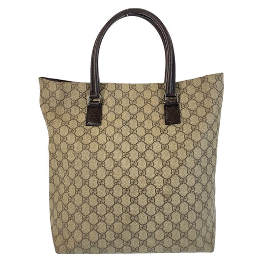 GUCCI Tote Bag 131220 GG Supreme canvas, leather Brown Tote Bag Women Used Authentic