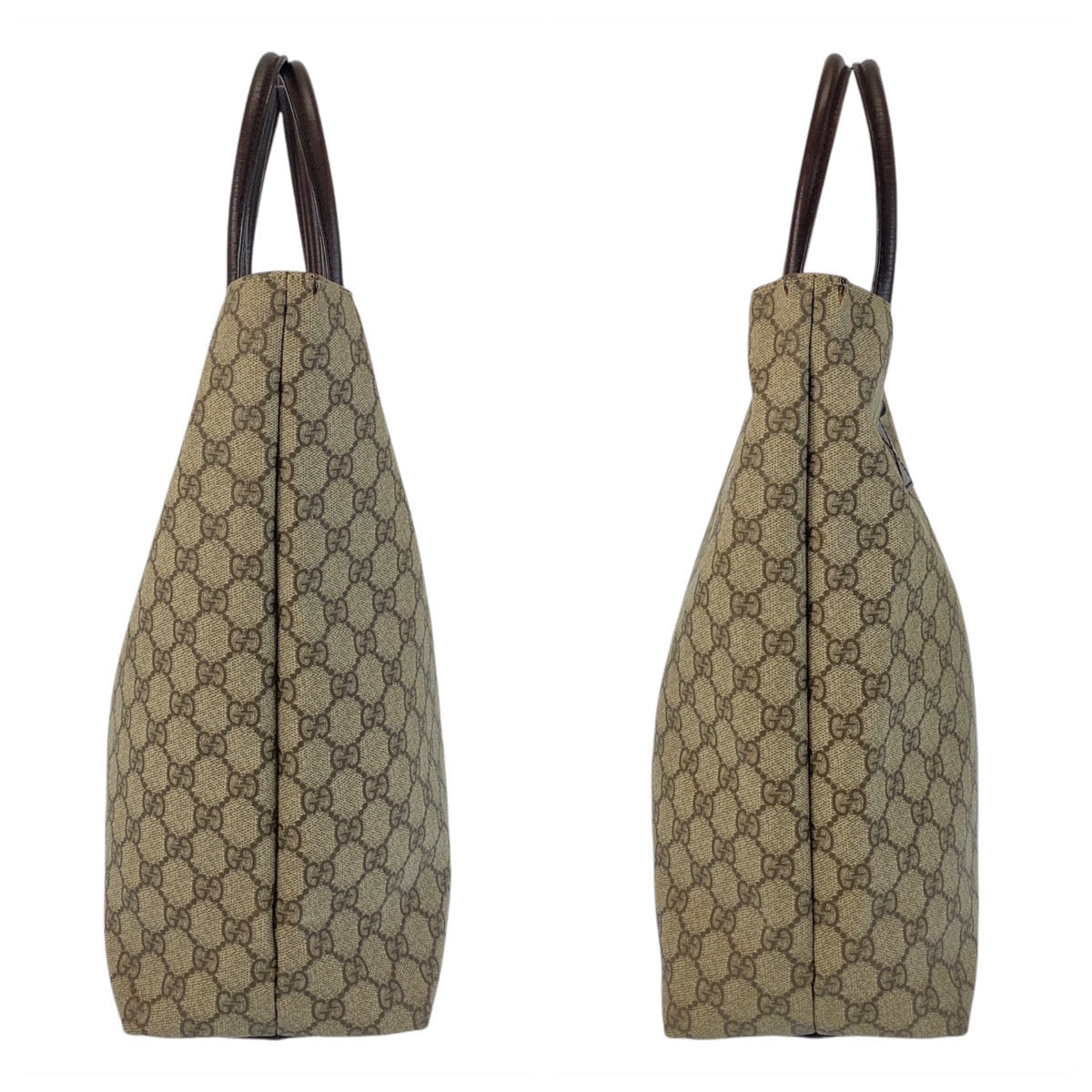 GUCCI Tote Bag 131220 GG Supreme canvas, leather Brown Tote Bag Women Used Authentic