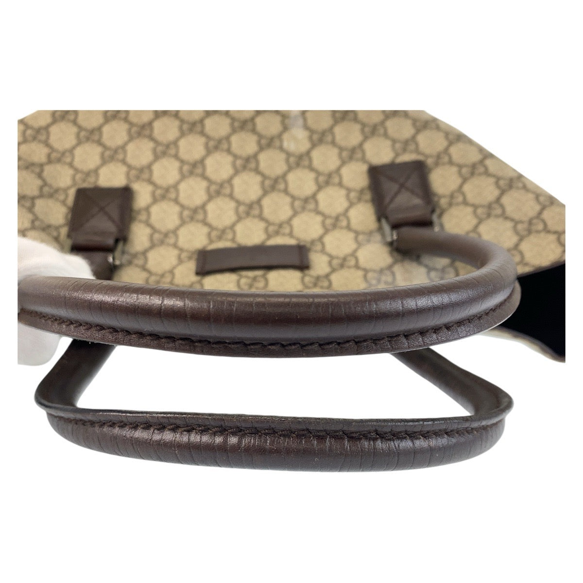 GUCCI Tote Bag 131220 GG Supreme canvas, leather Brown Tote Bag Women Used Authentic