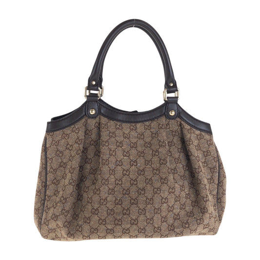 GUCCI Handbag 211944 GG canvas, leather Brown Handbag Shoulder Bag Sukey Women Used Authentic