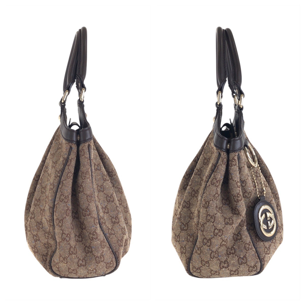 GUCCI Handbag 211944 GG canvas, leather Brown Handbag Shoulder Bag Sukey Women Used Authentic