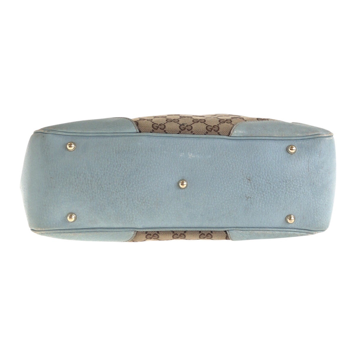 GUCCI Tote Bag 154375 GG canvas, leather Beige light blue Tote Bag handbag Women Used Authentic