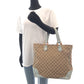 GUCCI Tote Bag 154375 GG canvas, leather Beige light blue Tote Bag handbag Women Used Authentic