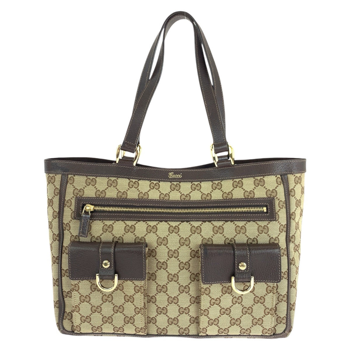 GUCCI Tote Bag 146247 GG canvas, leather Brown beige Tote Bag Shoulder Bag Abbey Women Used Authentic