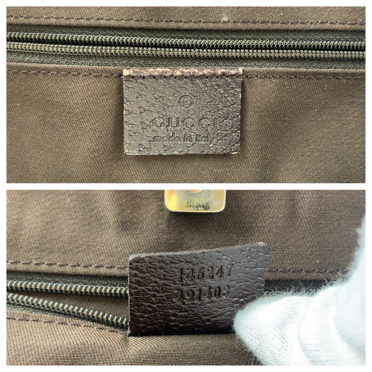 GUCCI Tote Bag 146247 GG canvas, leather Brown beige Tote Bag Shoulder Bag Abbey Women Used Authentic