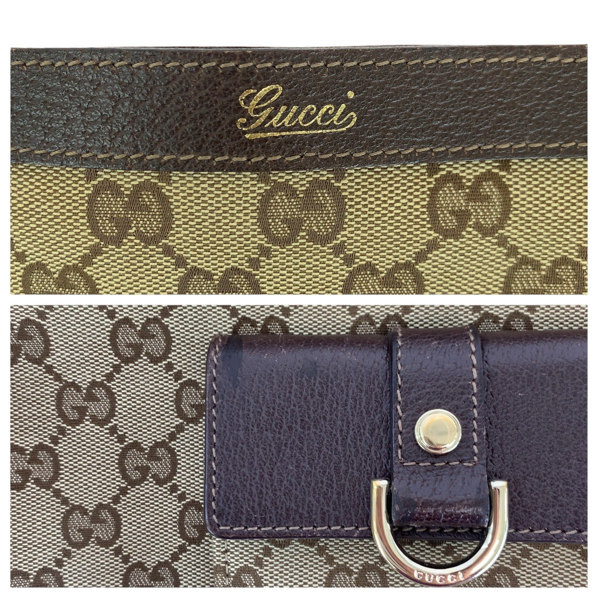 GUCCI Tote Bag 146247 GG canvas, leather Brown beige Tote Bag Shoulder Bag Abbey Women Used Authentic