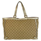 GUCCI Tote Bag 141472 GG canvas, leather beige Tote Bag Shoulder Bag Women Used Authentic