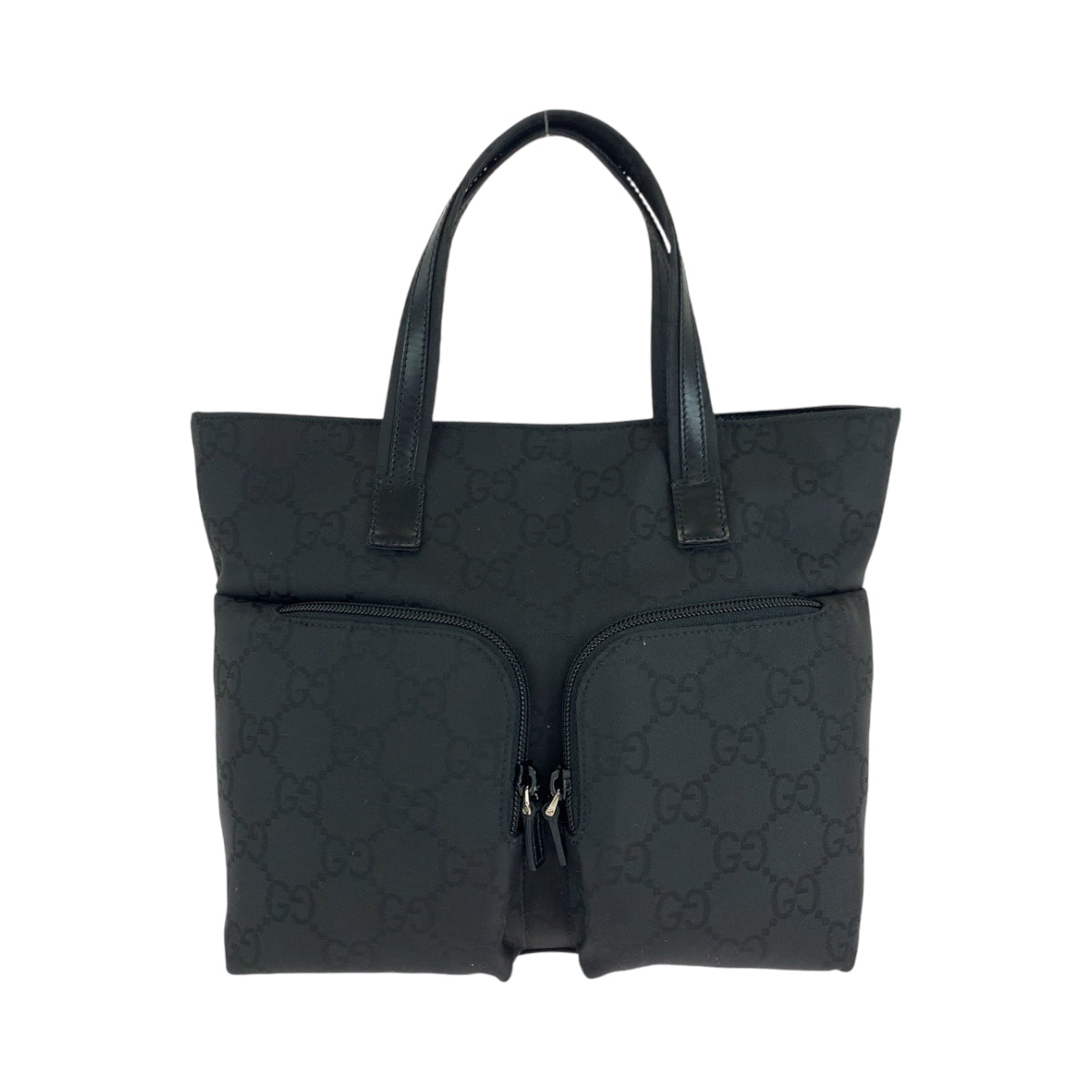 GUCCI Tote Bag 105650 GG canvas black Tote Bag handbag W pocket Women Used Authentic