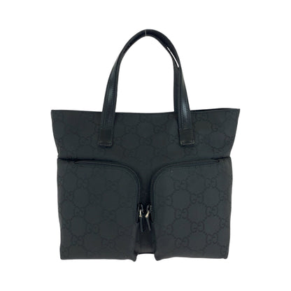 GUCCI Tote Bag 105650 GG canvas black Tote Bag handbag W pocket Women Used Authentic