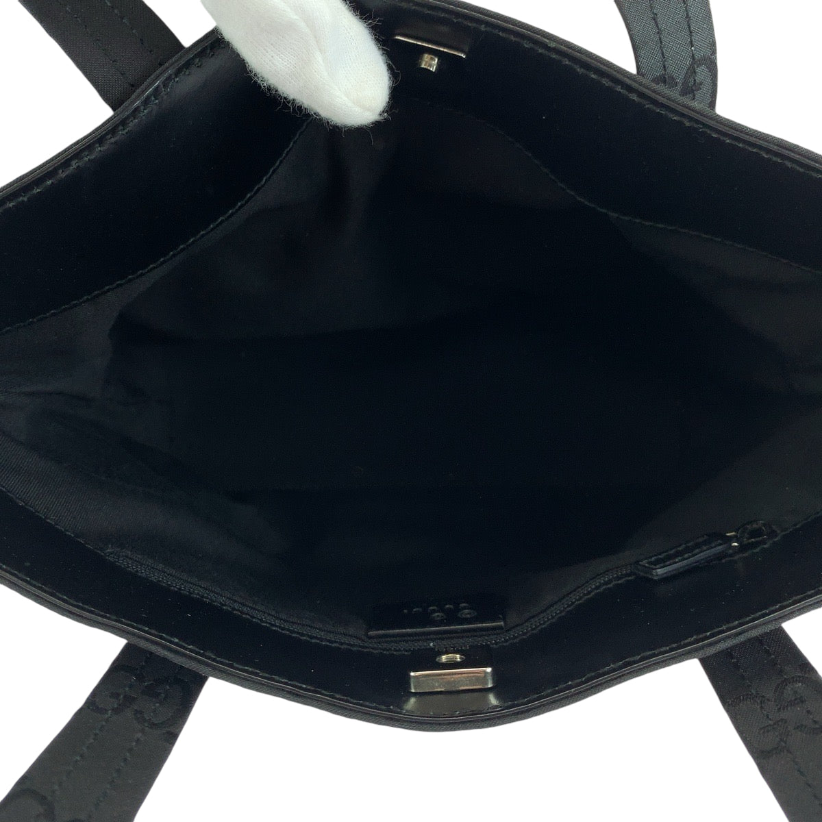 GUCCI Tote Bag 105650 GG canvas black Tote Bag handbag W pocket Women Used Authentic