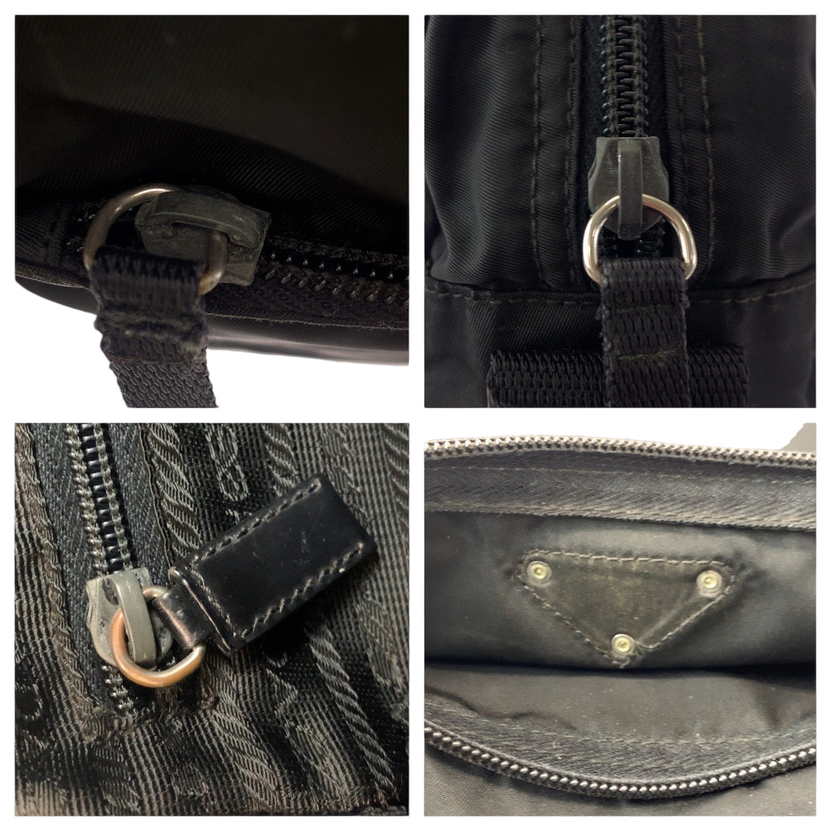 PRADA Shoulder Bag Nylon black Shoulder Bag pochette Test Triangle With logo Women Used Authentic