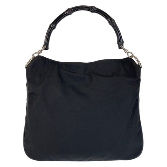 GUCCI Handbag 001 1638 Nylon, Bamboo black Handbag Bamboo Women Used Authentic